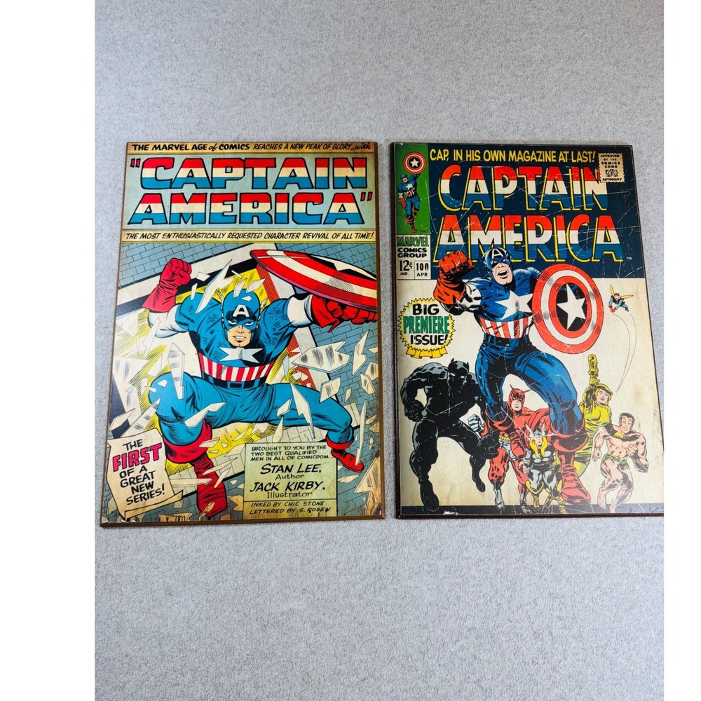 Marvel‎ Wall Art Decor 2pc Set 13x19 Multicolor Captain America Comic Covers